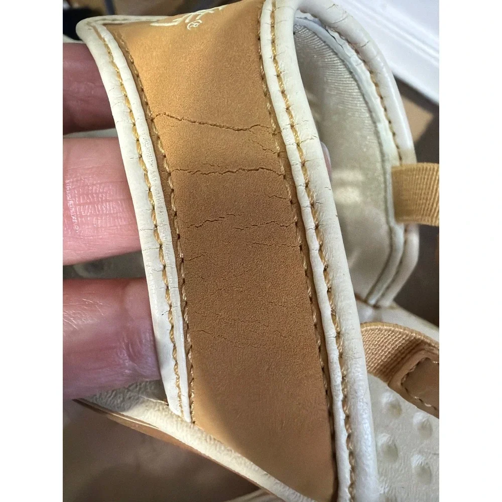 Timberland Kids Thong Sandals Wheat Cream Elastic Back Strap Logo Size 12
